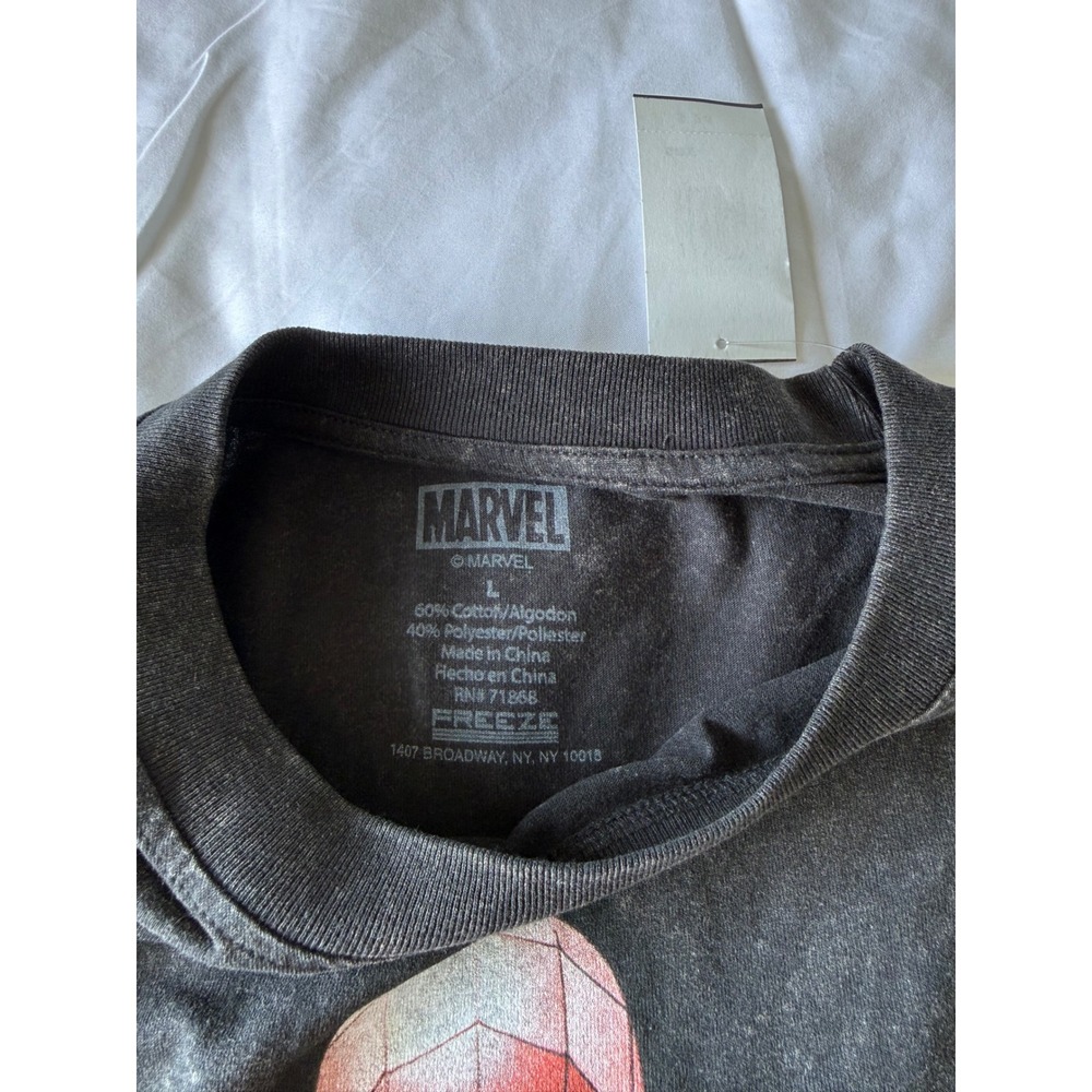 Marvel Spider-Man Graphic T-Shirt Washed Black Freeze Mens Large 7PSN032 - Picture 6 of 8
